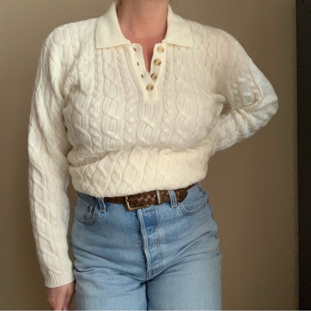 Vintage Cream Cable Knit Sweater